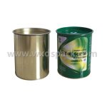Mini latas de pintura redondas con tapas abiertas