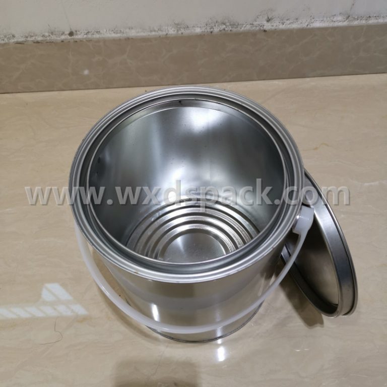 Lata de pintura redonda plateada de 4L con tapa lisa - Desheng